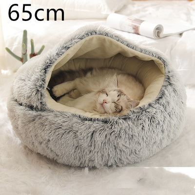 2-in-1 Plush Winter Pet Bed – Soft Warm Round Dog & Cat House