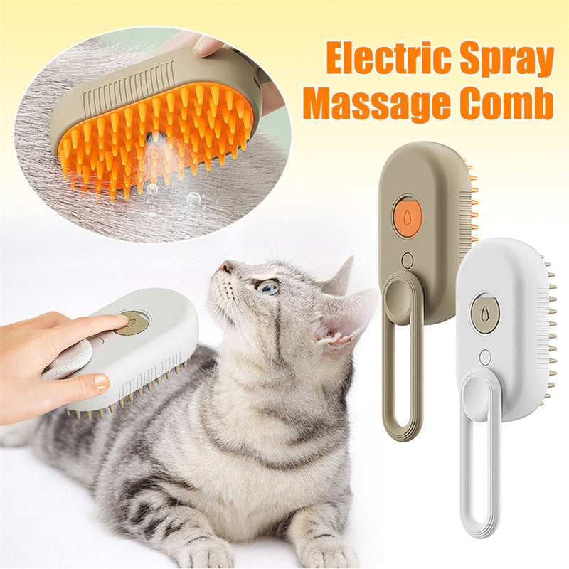3-in-1 Electric Pet Steam Brush – Cat & Dog Grooming Comb