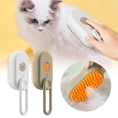 3-in-1 Electric Pet Steam Brush – Cat & Dog Grooming Comb