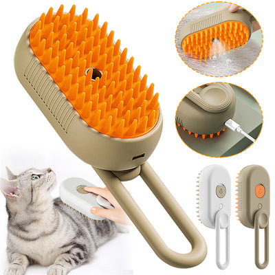 3-in-1 Electric Pet Steam Brush – Cat & Dog Grooming Comb