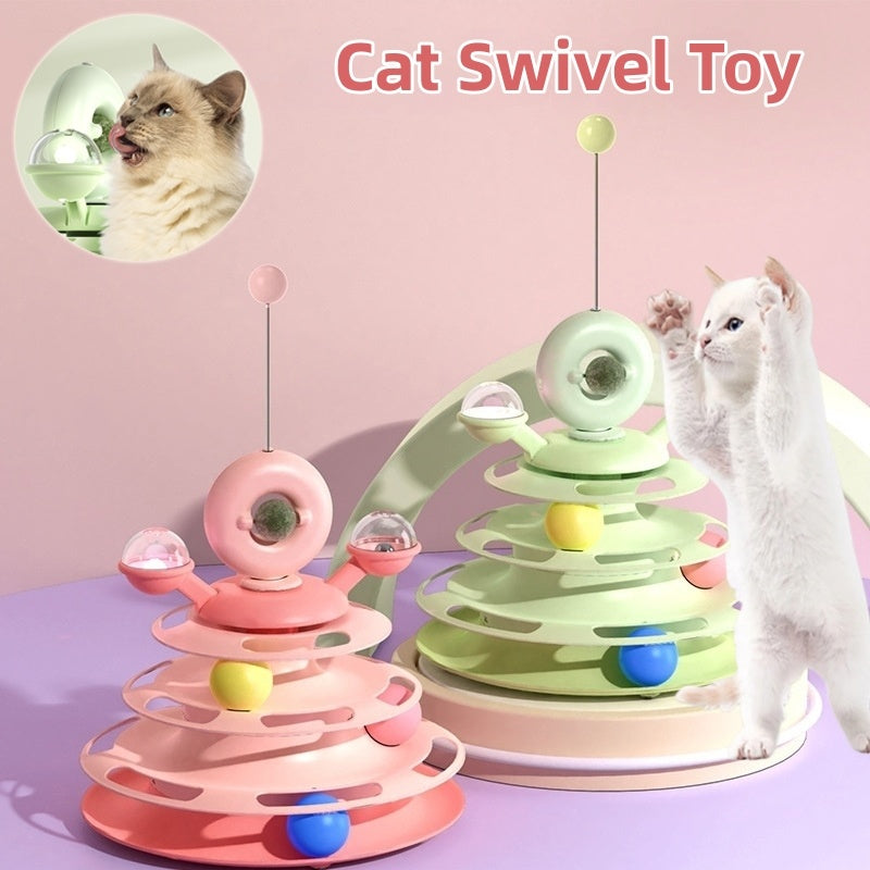 4-Level Cat Toy Tower – Interactive Roller Ball Puzzle