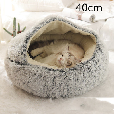 2-in-1 Plush Winter Pet Bed – Soft Warm Round Dog & Cat House